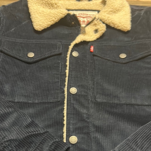 Levi’s Strauss Green Corduroy Jacket, Mens Small Sherpa Trucker, Snap Closure - Picture 8 of 8
